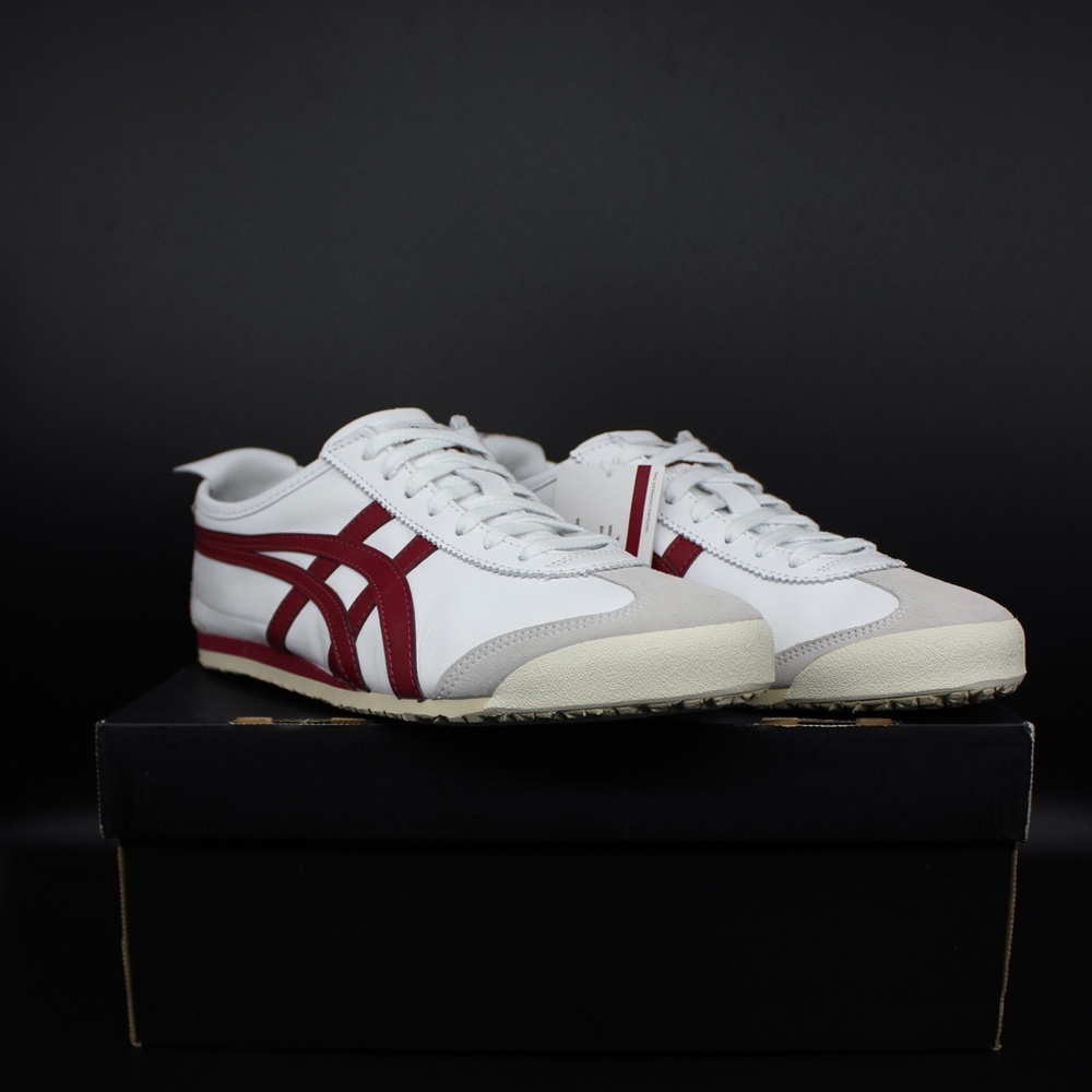 ASICS ONITSUKA D4J2L-0125 White Burgandy Mexico 66 Unisex fashion Sneakers - Picture 3 of 10